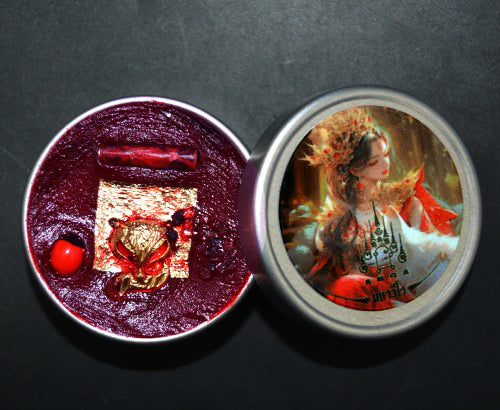 ✨ The Nine-Tailed Fox Princess Saneh Jan Enchantment Wax B.E. 2568: Limited Edition Red Alchemy Attraction Balm with Snake Skin Takrut & Sacred Herbs by Phra Ajarn Amnat Mahaveero (4.0 cm Collector's Tin)