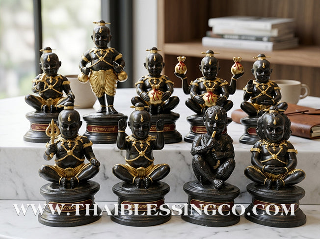 👑 The "Origin of Kuman Thong" Grand Altar Collection (Set of 9) – Gold-Leaf Samrit Bronze Edition: Luang Pu Nen Kaew, Wat Ban Kaset Thung Setthi – The Ultimate Divine Engine for Global Trade Dominance, Infinite Wealth, and Sovereign Life Elevation!