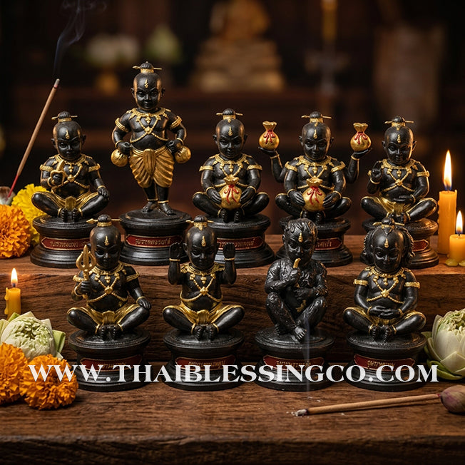 👑 The "Origin of Kuman Thong" Grand Altar Collection (Set of 9) – Gold-Leaf Samrit Bronze Edition: Luang Pu Nen Kaew, Wat Ban Kaset Thung Setthi – The Ultimate Divine Engine for Global Trade Dominance, Infinite Wealth, and Sovereign Life Elevation!