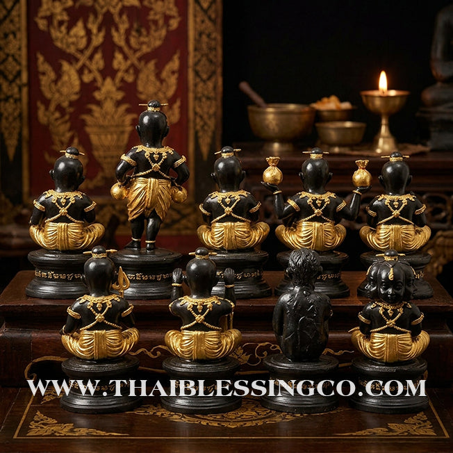 👑 The "Origin of Kuman Thong" Grand Altar Collection (Set of 9) – Gold-Leaf Samrit Bronze Edition: Luang Pu Nen Kaew, Wat Ban Kaset Thung Setthi – The Ultimate Divine Engine for Global Trade Dominance, Infinite Wealth, and Sovereign Life Elevation!