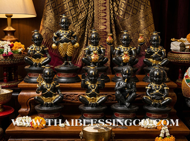 👑 The "Origin of Kuman Thong" Grand Altar Collection (Set of 9) – Gold-Leaf Samrit Bronze Edition: Luang Pu Nen Kaew, Wat Ban Kaset Thung Setthi – The Ultimate Divine Engine for Global Trade Dominance, Infinite Wealth, and Sovereign Life Elevation!