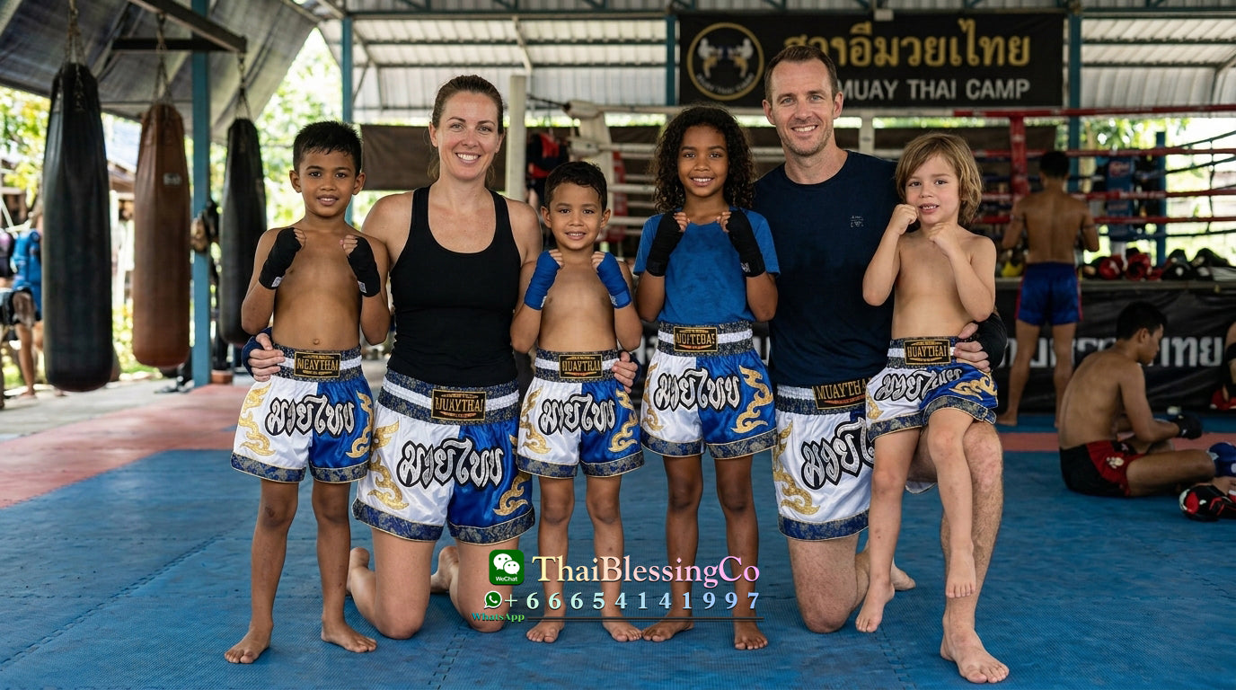 🥊 The Radiant Striker: Twotone Signature Muay Thai Shorts – Premium Vibrant Dual-Color Series, Ultra-Comfortable Stylish Boxing Trunks, Handcrafted High-Precision Export Grade for Adults and Kids (Muay Thai shorts, blue and white)