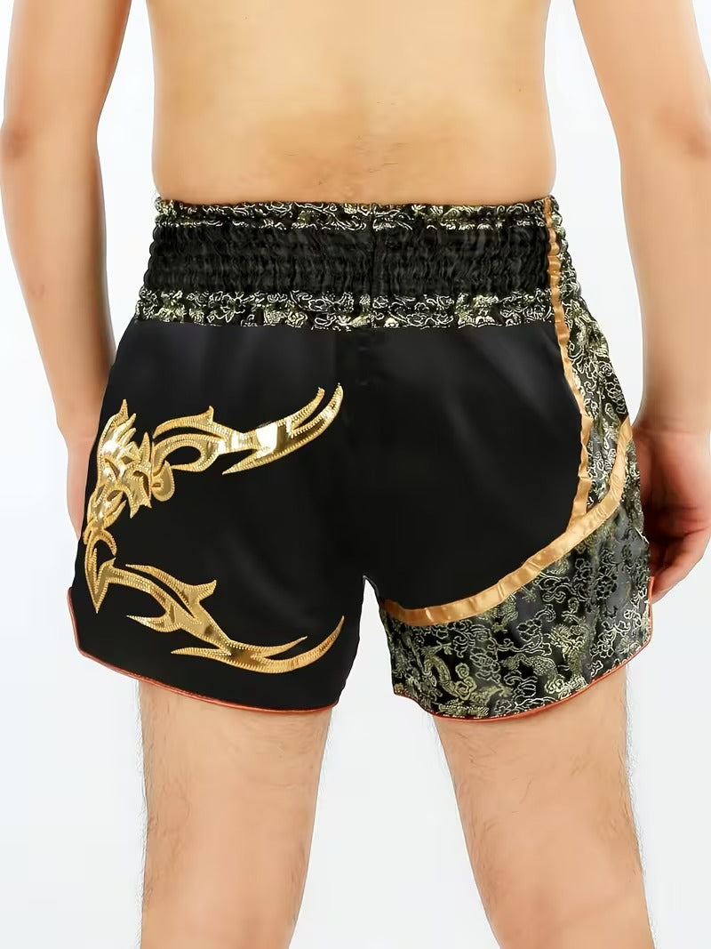 🥊 The Royal Striker: Authentic High-Quality Thailand Muay Thai Shorts – Premium Heavyweight Satin Boxing Trunks, Handcrafted Professional Grade for Adults and Kids, Stylish Performance Combat Wear Blue and black Muay Thai shorts