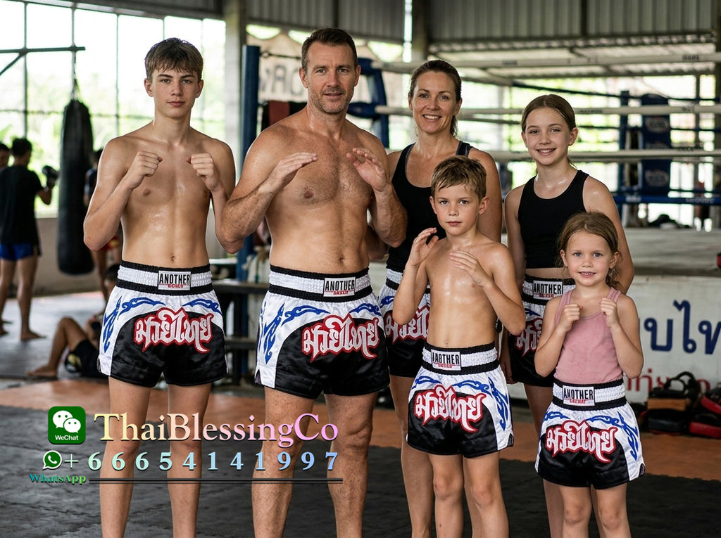 🥊 The Royal Striker: Authentic High-Quality Thailand Muay Thai Shorts – Premium Heavyweight Satin Boxing Trunks, Handcrafted Professional Grade for Adults and Kids, Stylish Performance Combat Wear Blue and black Muay Thai shorts
