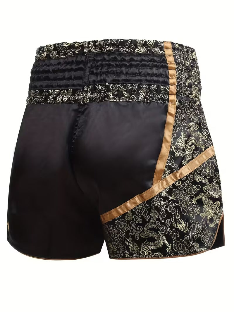 🥊 The Royal Striker: Authentic High-Quality Thailand Muay Thai Shorts – Premium Heavyweight Satin Boxing Trunks, Handcrafted Professional Grade for Adults and Kids, Stylish Performance Combat Wear Blue and black Muay Thai shorts