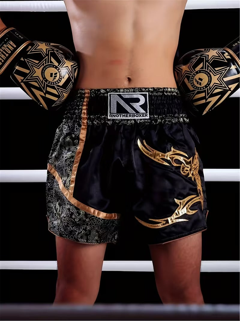 🥊 The Royal Striker: Authentic High-Quality Thailand Muay Thai Shorts – Premium Heavyweight Satin Boxing Trunks, Handcrafted Professional Grade for Adults and Kids, Stylish Performance Combat Wear Blue and black Muay Thai shorts