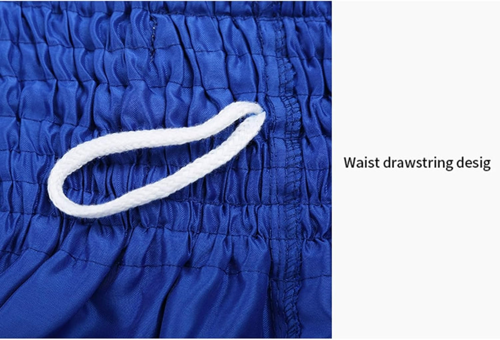 🥊 The Royal Striker: Authentic High-Quality Thailand Muay Thai Shorts – Premium Heavyweight Satin Boxing Trunks, Handcrafted Professional Grade for Adults and Kids, Stylish Performance Combat Wear Blue and black Muay Thai shorts