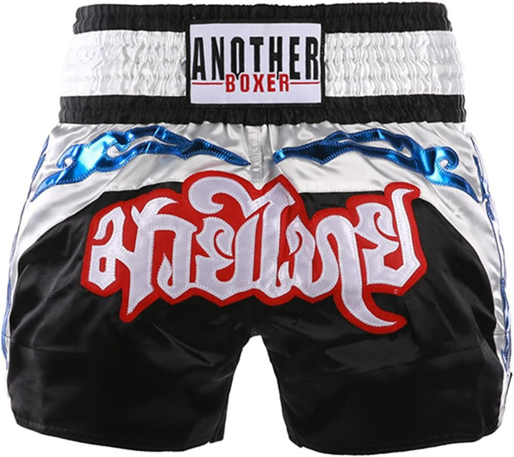 🥊 The Royal Striker: Authentic High-Quality Thailand Muay Thai Shorts – Premium Heavyweight Satin Boxing Trunks, Handcrafted Professional Grade for Adults and Kids, Stylish Performance Combat Wear Blue and black Muay Thai shorts
