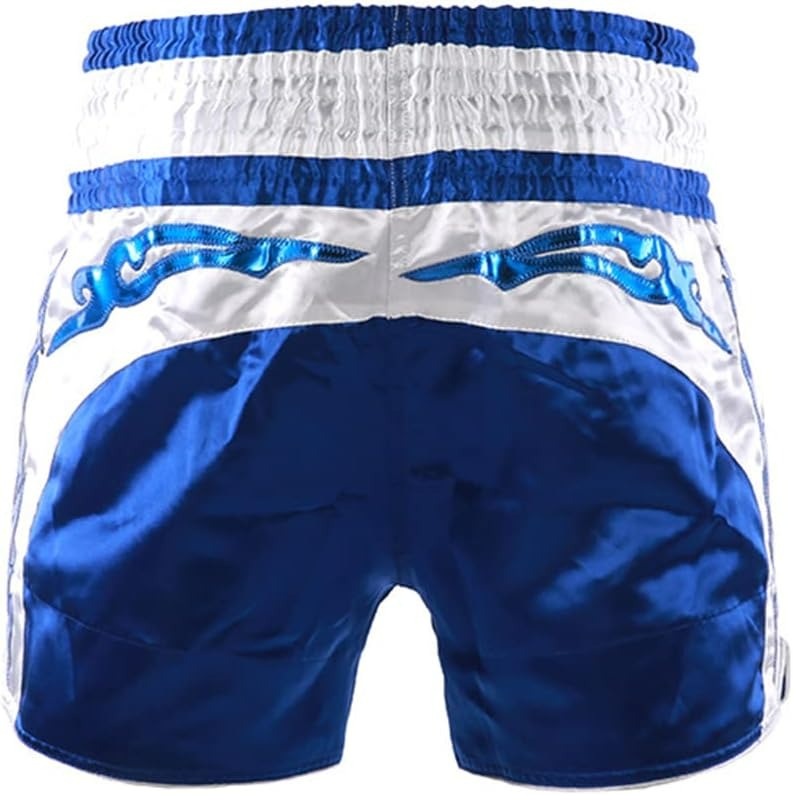 🥊 The Royal Striker: Authentic High-Quality Thailand Muay Thai Shorts – Premium Heavyweight Satin Boxing Trunks, Handcrafted Professional Grade for Adults and Kids, Stylish Performance Combat Wear Blue and black Muay Thai shorts