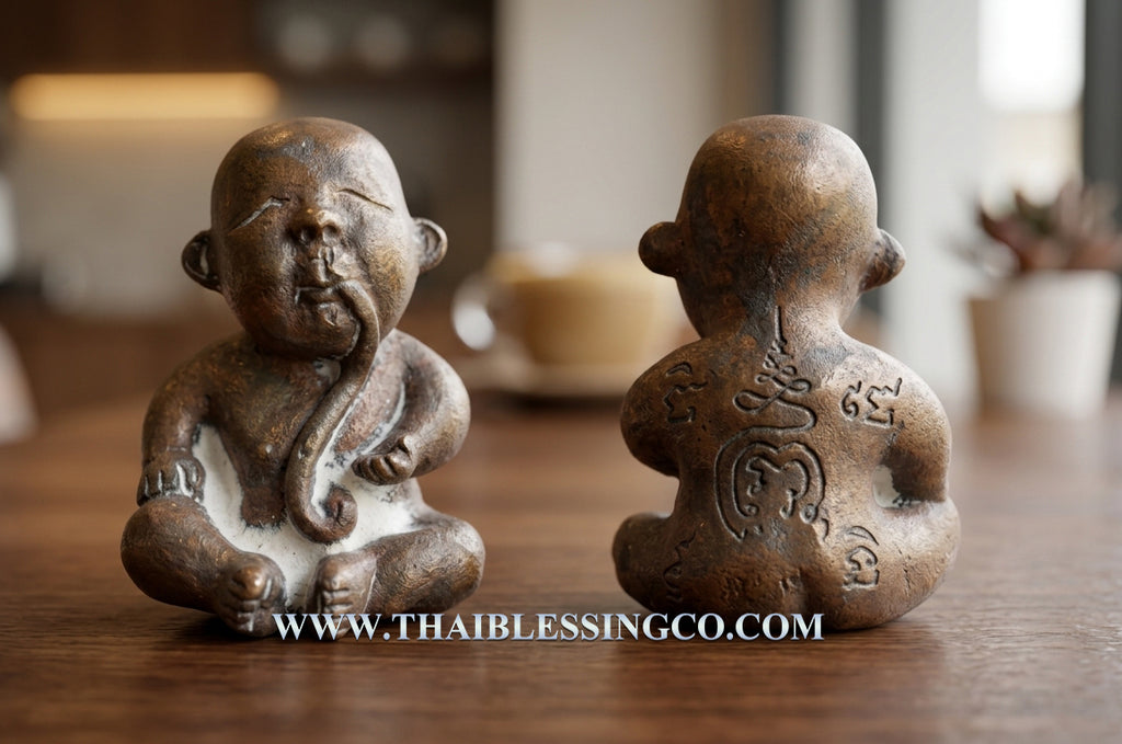 ✨ The Sacred Alchemist of Destiny: "Kuman Dud Rok" – Ancient Samrit Bronze Infinite Supply Amulet (2010 "Suea Thong" Edition by Luang Phor Suea)