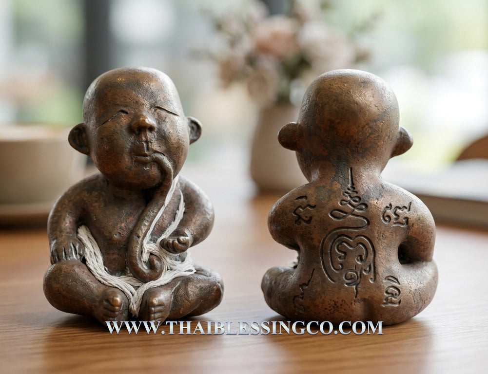 ✨ The Sacred Alchemist of Destiny: "Kuman Dud Rok" – Ancient Samrit Bronze Infinite Supply Amulet (2010 "Suea Thong" Edition by Luang Phor Suea)