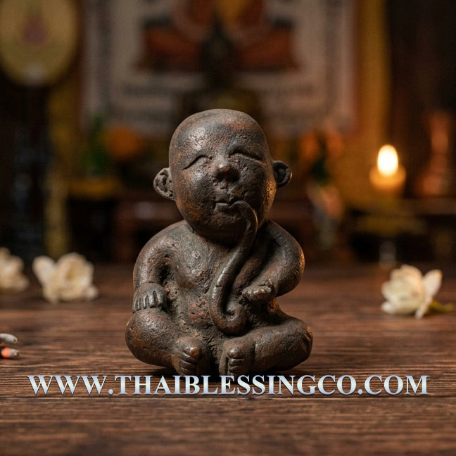 ✨ The Sacred Alchemist of Destiny: "Kuman Dud Rok" – Ancient Samrit Bronze Infinite Supply Amulet (2010 "Suea Thong" Edition by Luang Phor Suea)