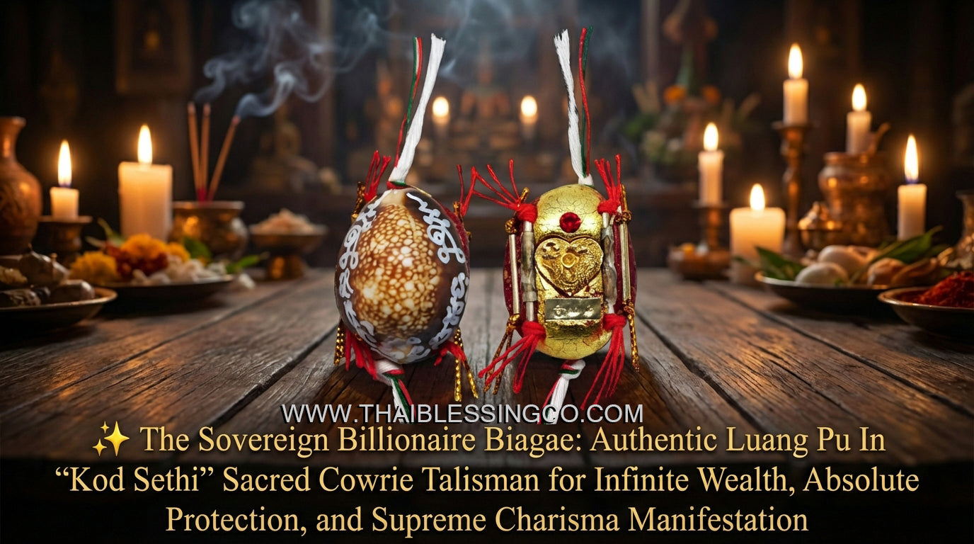 ✨ The Sovereign Billionaire Biagae: Authentic Luang Pu In "Kod Sethi" Sacred Cowrie Talisman for Infinite Wealth, Absolute Protection, and Supreme Charisma Manifestation