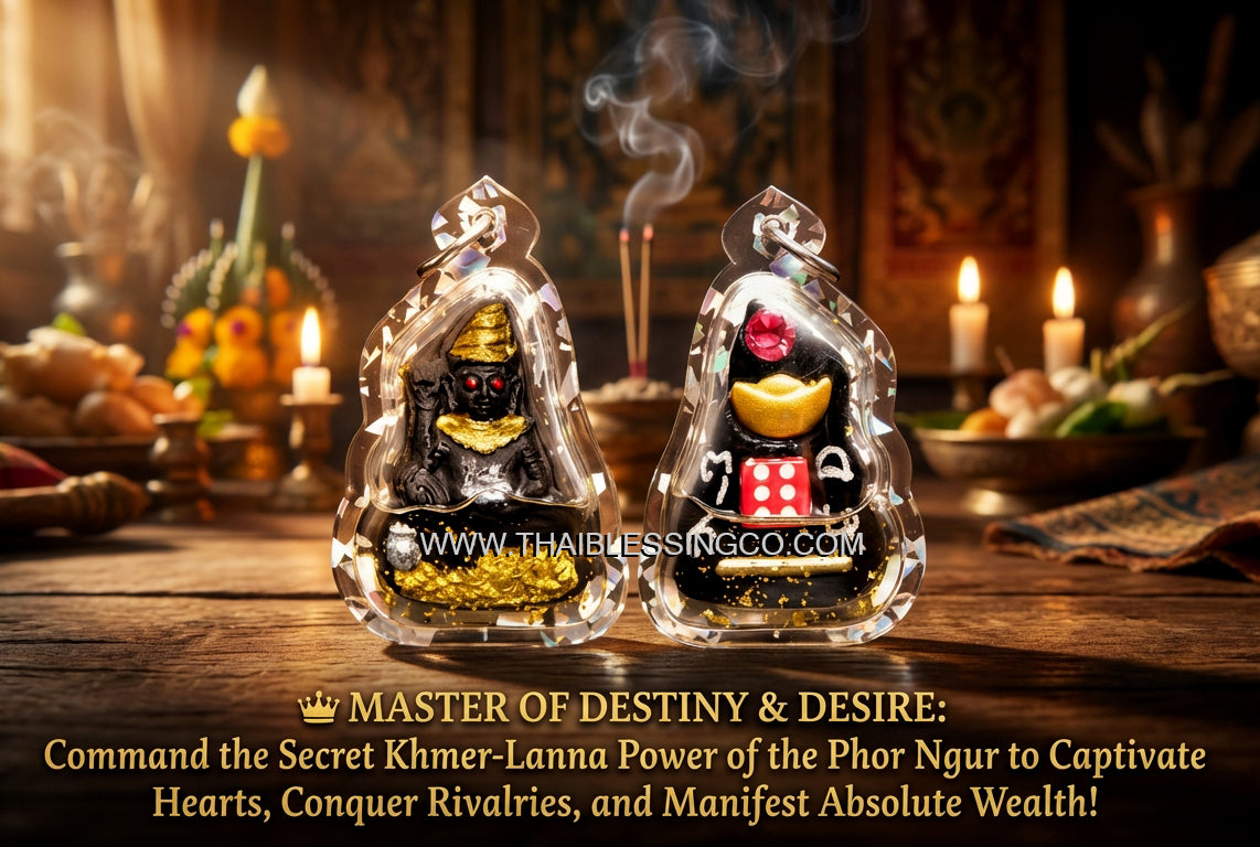 ✨ The Sovereign Phor Ngur "Nuea Duang" Destiny-Master: Authentic Phra Arjan Pom Khmer-Lanna Sacred Black Charm Talisman Infused with Primordial Attraction Oil for Infinite Lust, Luck, and Unstoppable Success