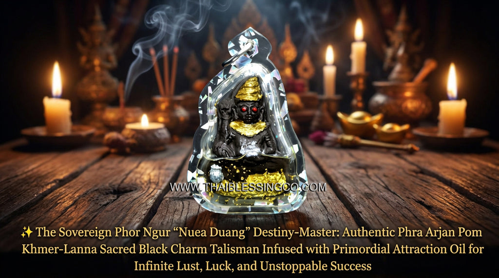 ✨ The Sovereign Phor Ngur "Nuea Duang" Destiny-Master: Authentic Phra Arjan Pom Khmer-Lanna Sacred Black Charm Talisman Infused with Primordial Attraction Oil for Infinite Lust, Luck, and Unstoppable Success
