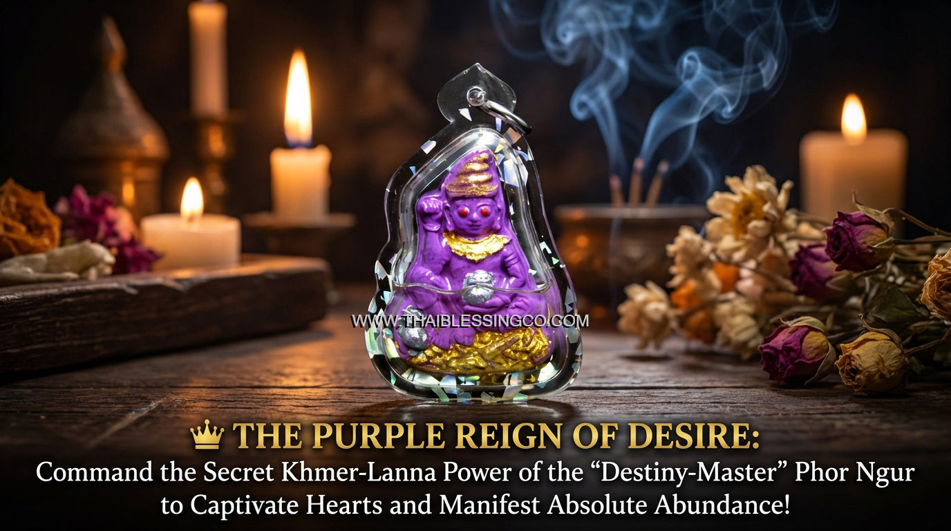✨ The Sovereign Phor Ngur "Nuea Duang" Destiny-Master: Authentic Phra Arjan Pom Khmer-Lanna Sacred Purple Charm Talisman Infused with Primordial Attraction Oil for Infinite Lust, Luck, and Unstoppable Success
