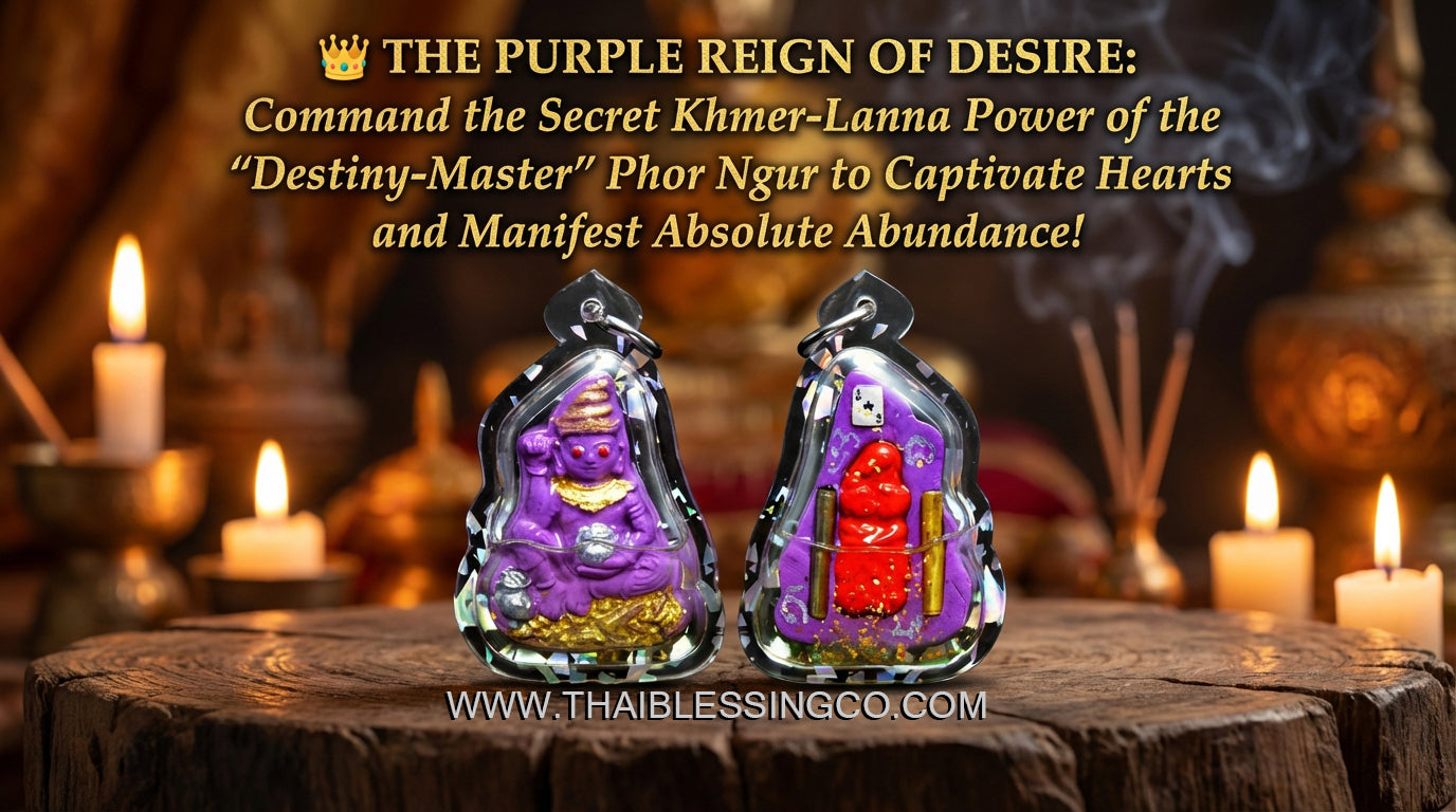 ✨ The Sovereign Phor Ngur "Nuea Duang" Destiny-Master: Authentic Phra Arjan Pom Khmer-Lanna Sacred Purple Charm Talisman Infused with Primordial Attraction Oil for Infinite Lust, Luck, and Unstoppable Success