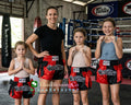 🔥 The Victory Bow: Premium Satin Muay Thai & Kickboxing Shorts – Elegant Bow-Tie Design, Multi-Sport Combat Trunks for MMA, Cage Fighting, and Professional Training (Adults & Kids Black and red Muay Thai shorts)