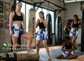 🔥 The Victory Bow: Premium Satin Muay Thai & Kickboxing Shorts – Elegant Bow-Tie Design, Multi-Sport Combat Trunks for MMA, Cage Fighting, and Professional Training (Adults & Kids Blue and white Muay Thai shorts)