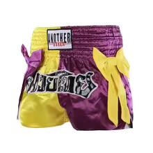 🔥 The Victory Bow: Premium Satin Muay Thai & Kickboxing Shorts – Elegant Bow-Tie Design, Multi-Sport Combat Trunks for MMA, Cage Fighting, and Professional Training (Adults & Kids Purple and yellow Muay Thai shorts)
