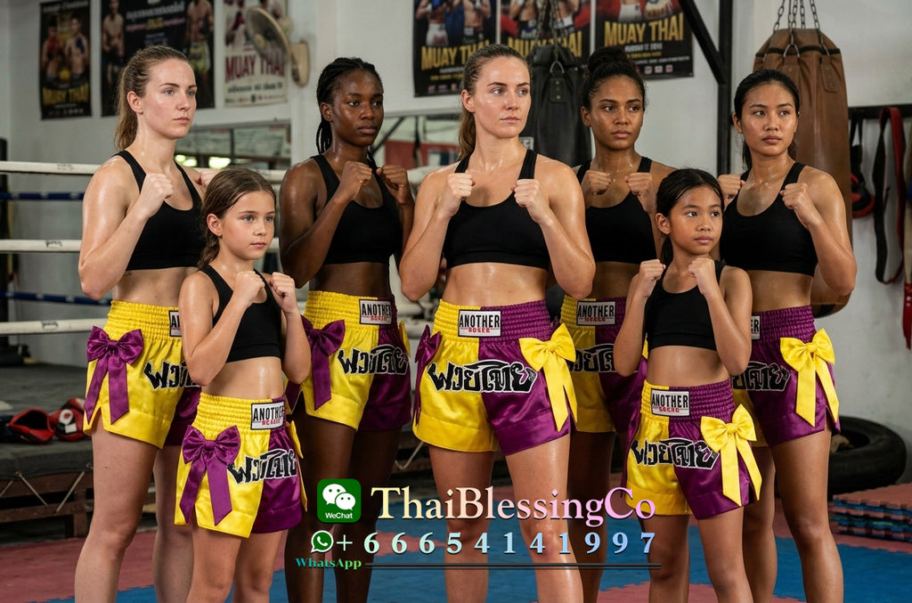 🔥 The Victory Bow: Premium Satin Muay Thai & Kickboxing Shorts – Elegant Bow-Tie Design, Multi-Sport Combat Trunks for MMA, Cage Fighting, and Professional Training (Adults & Kids Purple and yellow Muay Thai shorts)