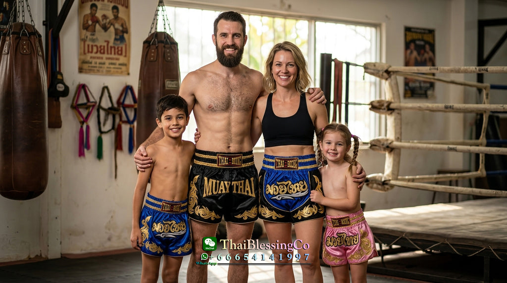 🥊The Warrior’s Glory: Authentic Premium Thai Pattern Muay Thai Shorts – Double-Layered Professional Satin Boxing Trunks, Handcrafted Factory-Direct Export Grade for Adults and Kids (Blue and black Muay Thai shorts)