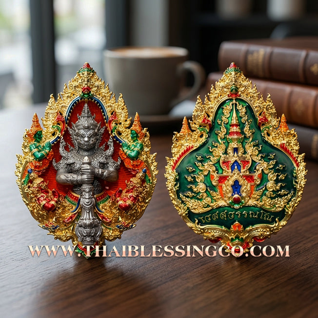 ✨ The "Wessuwanno" Sovereign Deity: Supreme Cast Buddhist Art — Gilded Gold Bronze with Sacred Longya Enamel & Satin Finished Deity — Dual-Consecrated for Infinite Wealth, Absolute Protection, and Royal Command