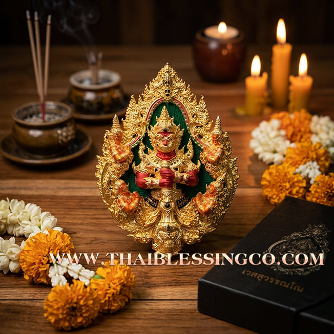 ✨ The "Wessuwanno" Sovereign Gilded Deity: Supreme Cast Buddhist Art — Gold-Plated Bronze with Sacred Longya Enamel — Dual-Consecrated for Infinite Wealth, Absolute Protection, and Royal Command