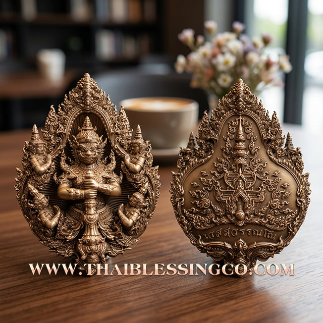 ✨ The "Wessuwanno" Sovereign Guardian: Masterpiece Buddhist Art Edition — Elegant Satin Bronze Finish — Dual-Consecrated for Absolute Protection, Commanding Authority, and Infinite Wealth