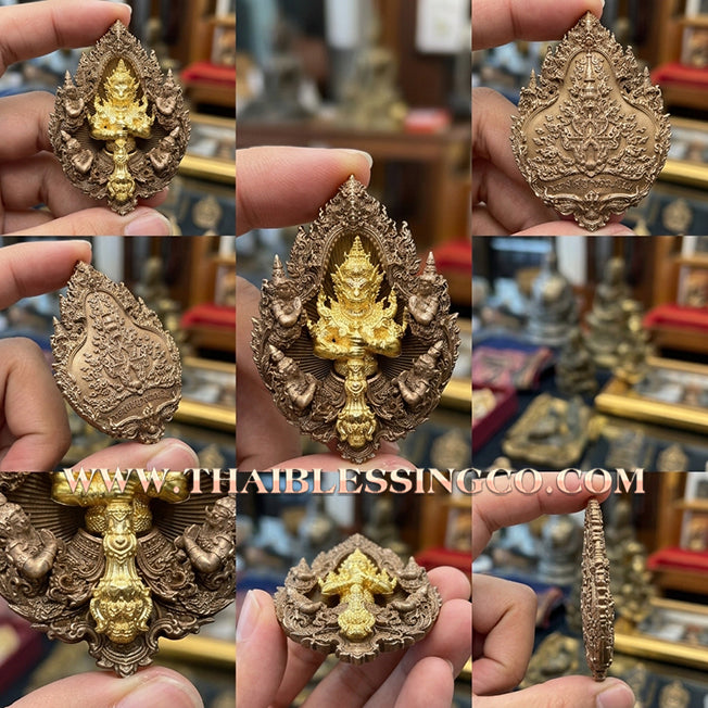 ✨ The "Wessuwanno" Sovereign Guardian: Masterpiece Buddhist Art Edition — Satin Bronze with Gilded Gold Deity — Dual-Consecrated for Absolute Wealth, Royal Authority, and Spiritual Shield