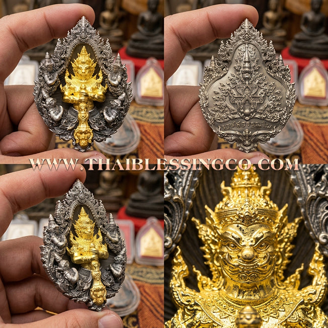 ✨ The "Wessuwanno" Sovereign Protector: Exquisite Cast Buddhist Art Edition — White Bronze Satin Finish with Gilded Gold Deity — Dual-Consecrated for Supreme Wealth, Absolute Protection, and Royal Authority