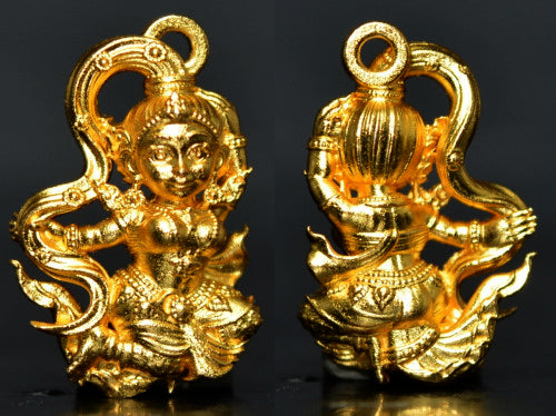 ✨ The Divine Phra Mae Thorani 'The Goddess of the Land' B.E. 2568 Sacred Thai Earth Mother Statuette for Absolute Prosperity, Victory Over Obstacles, and Financial Grounding by Phra Ajarn Danupon, Wat Huay Nae (Portable Miracle Size 1.5 x 2.1 cm) Mother Earth statue bronze plated with gold.