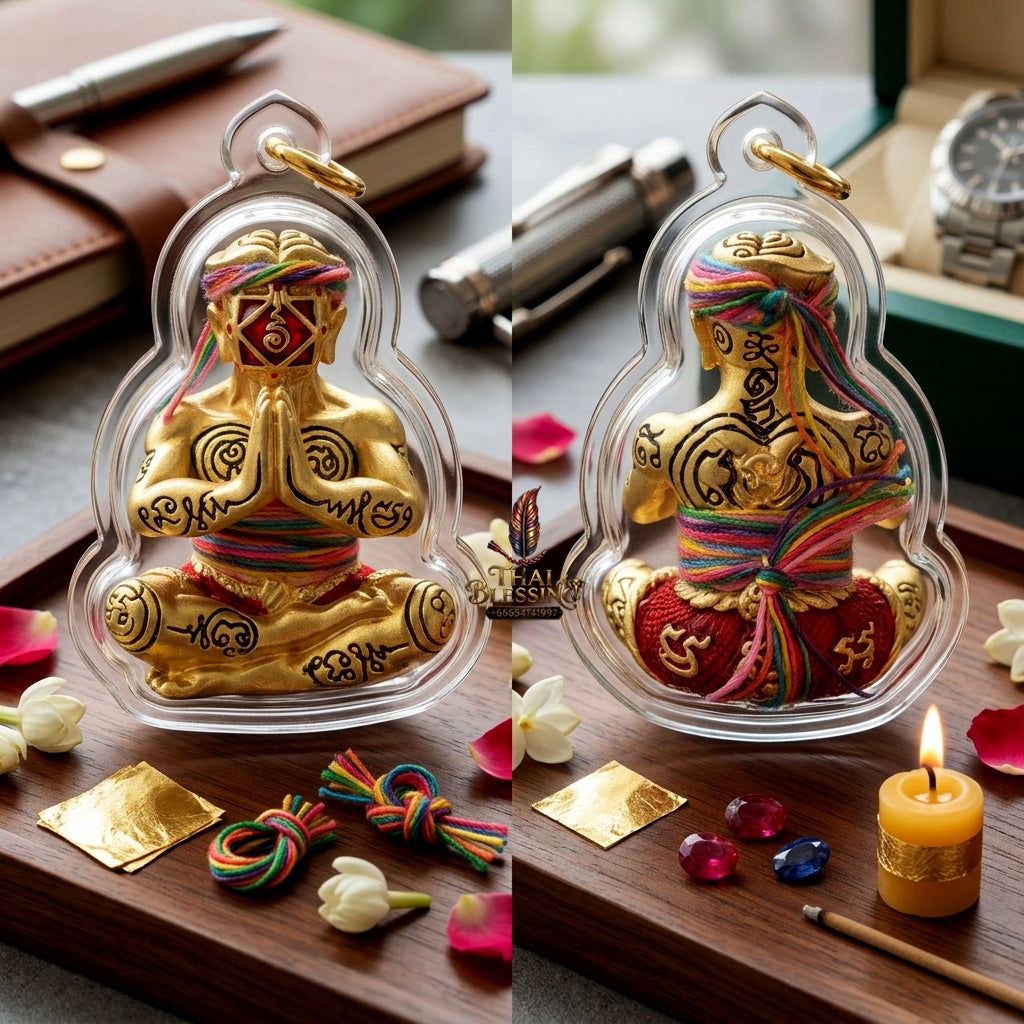 ✨ [Ultimate Seduction & Wealth] Sacred Hun Payon "Satur 5" (Saturday 5th) Gold-Plated Enamel Talisman – Master-Blessed by Luang Pu Nen Kaew, Wat Udom Phraisonthi (2024 Rare Edition)