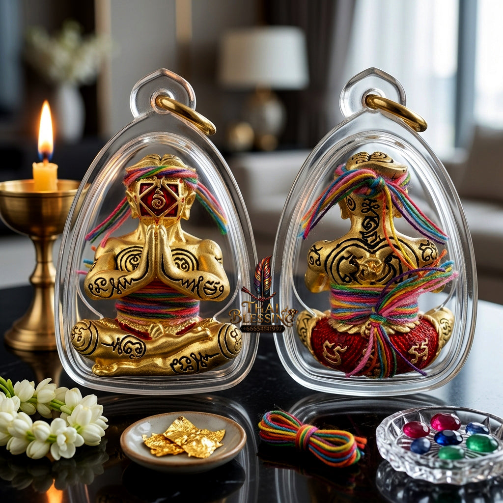 ✨ [Ultimate Seduction & Wealth] Sacred Hun Payon "Satur 5" (Saturday 5th) Gold-Plated Enamel Talisman – Master-Blessed by Luang Pu Nen Kaew, Wat Udom Phraisonthi (2024 Rare Edition)