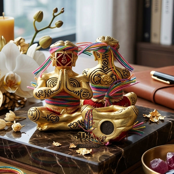 ✨ [Ultimate Seduction & Wealth] Sacred Hun Payon "Satur 5" (Saturday 5th) Gold-Plated Enamel Talisman – Master-Blessed by Luang Pu Nen Kaew, Wat Udom Phraisonthi (2024 Rare Edition)