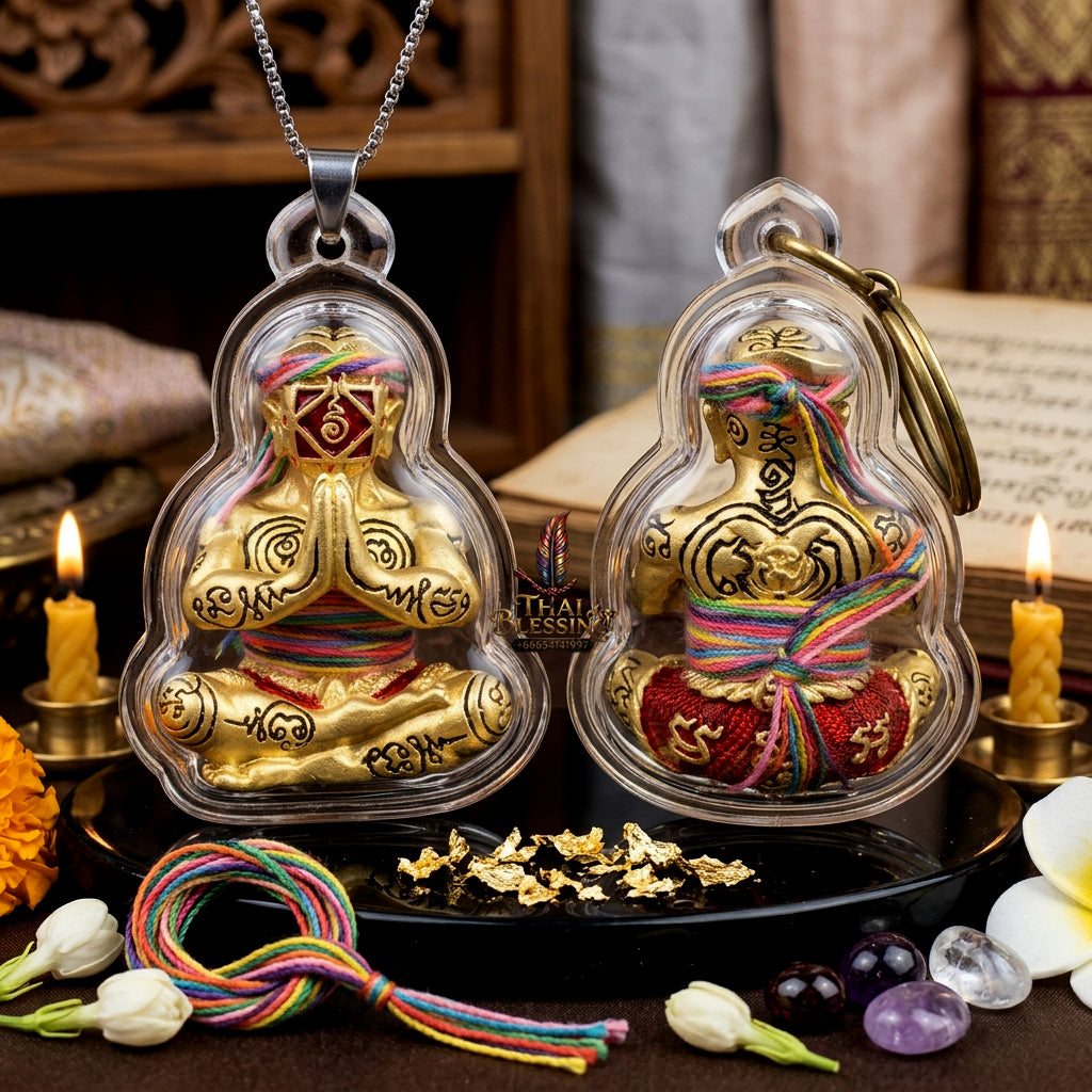 ✨ [Ultimate Seduction & Wealth] Sacred Hun Payon "Satur 5" (Saturday 5th) Gold-Plated Enamel Talisman – Master-Blessed by Luang Pu Nen Kaew, Wat Udom Phraisonthi (2024 Rare Edition)