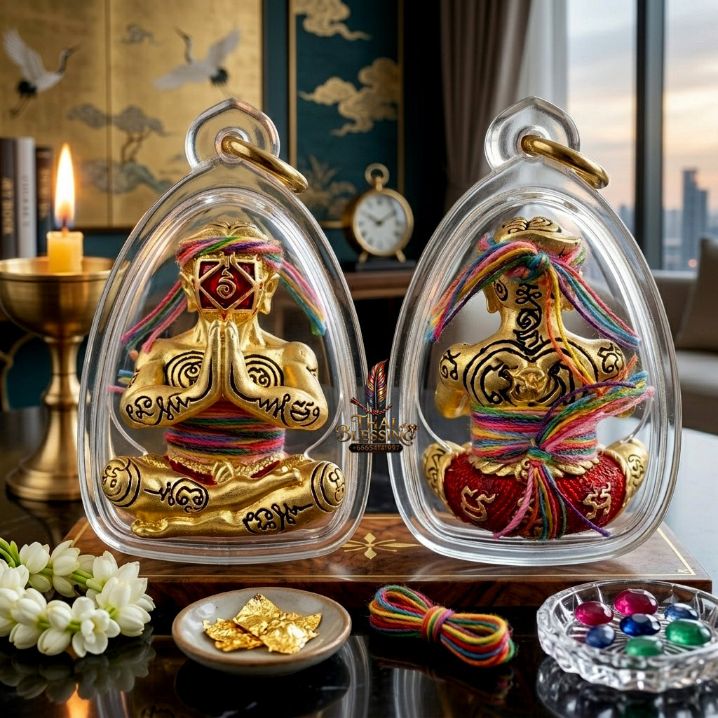 ✨ [Ultimate Seduction & Wealth] Sacred Hun Payon "Satur 5" (Saturday 5th) Gold-Plated Enamel Talisman – Master-Blessed by Luang Pu Nen Kaew, Wat Udom Phraisonthi (2024 Rare Edition)