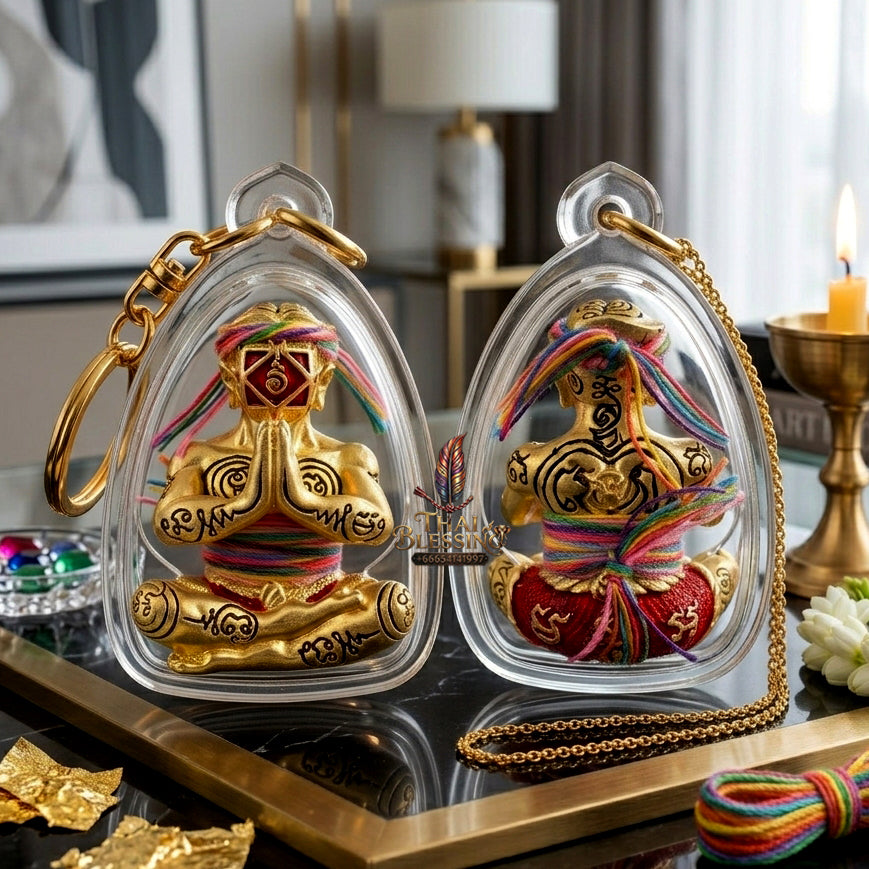 ✨ [Ultimate Seduction & Wealth] Sacred Hun Payon "Satur 5" (Saturday 5th) Gold-Plated Enamel Talisman – Master-Blessed by Luang Pu Nen Kaew, Wat Udom Phraisonthi (2024 Rare Edition)