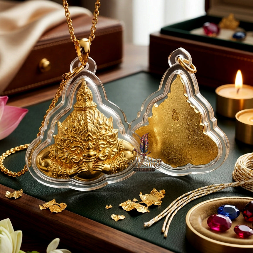 ✨ [Ultimate Wealth-Magnet] Sacred Phra Rahu "Asurin" (Titan of Fortune) Brass Talisman – Master-Blessed by Kruba Khamfan, Wat Kor Chok (2019 "Kod-Ruay" - Extremely Rich Edition)