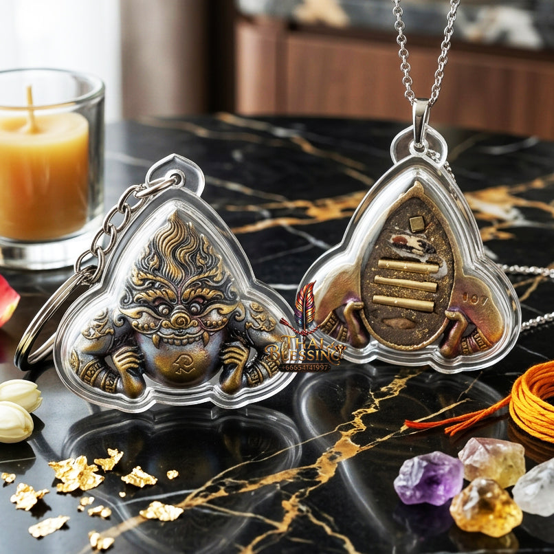 ✨ [Ultimate Guardian] Sacred Phra Rahu "Powerful Manifestation" Satta-Mongkol Alloy Talisman – Khao O Lineage Master-Blessed by Porthan Kloi, Wat Phukhaothong (2012 Rare Edition)