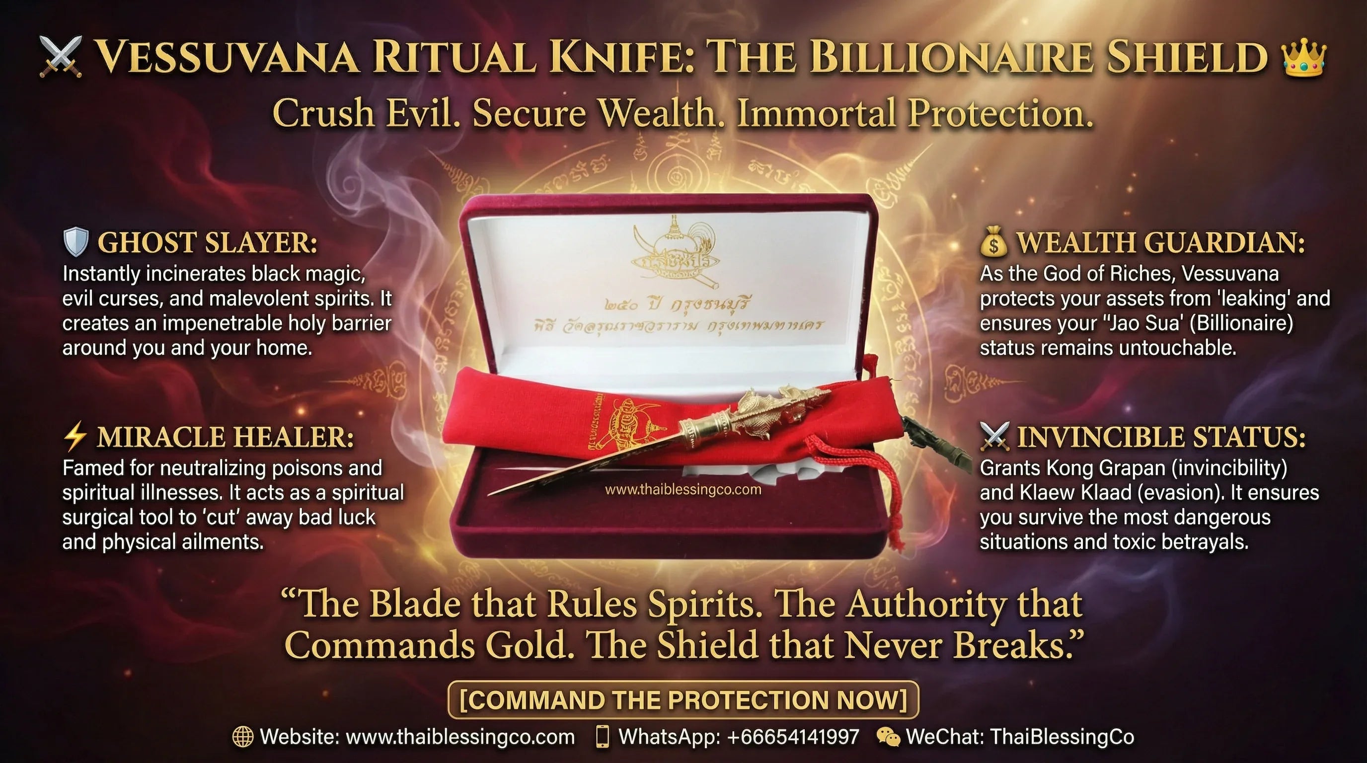 ⚔️ VESSUVANA RITUAL KNIFE: THE BILLIONAIRE SHIELD 👑 Legendary Protection, Imperial Wealth: Command Your Destiny with the Bicentennial Sentinel of Wat Arun