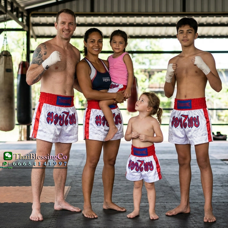 🥊The Apex Striker: Premium Side-Striped Muay Thai Shorts – Authentic Kanok Embroidered Satin Trunks, Quick-Dry Double-Layered Export Grade for Adults and Kids (White Muay Thai shorts)