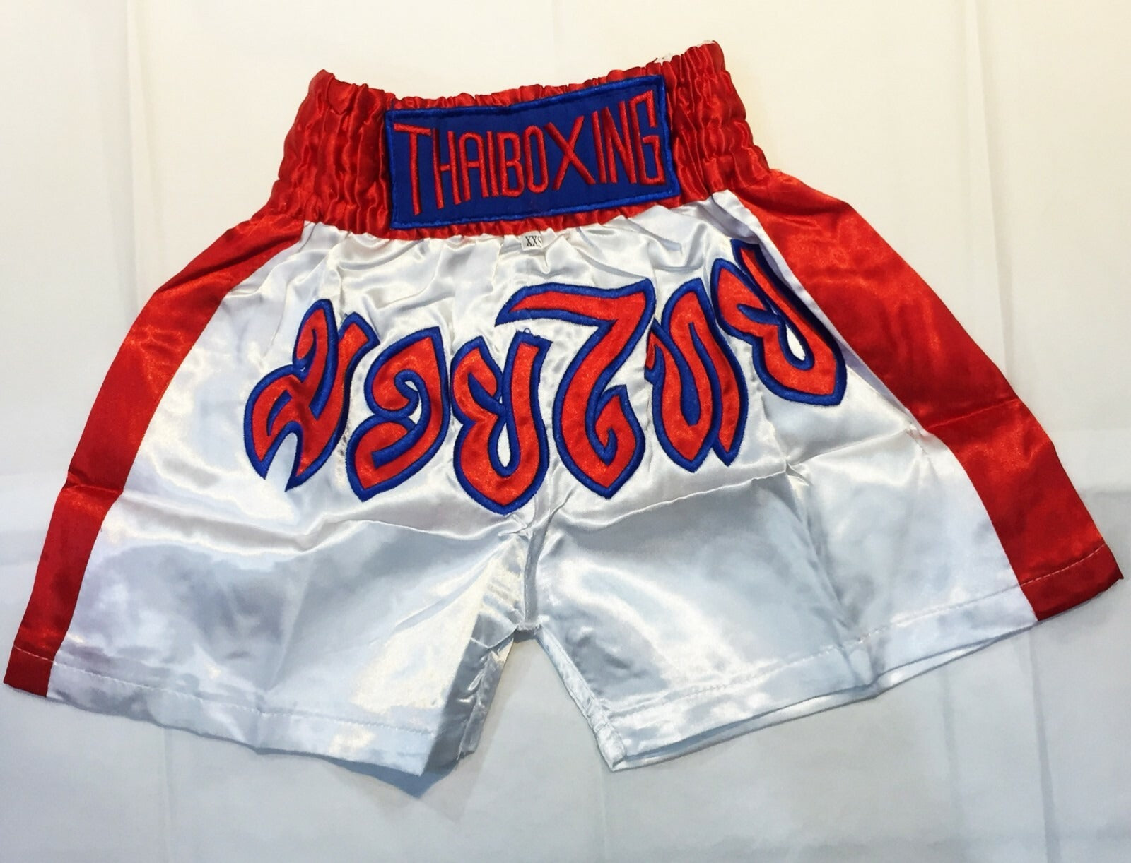 🥊The Apex Striker: Premium Side-Striped Muay Thai Shorts – Authentic Kanok Embroidered Satin Trunks, Quick-Dry Double-Layered Export Grade for Adults and Kids (White Muay Thai shorts)