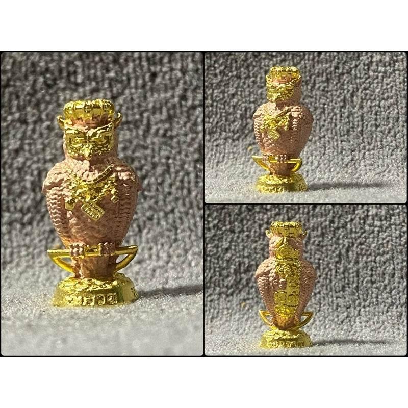 Hoot of Wealth Owl Amulet for Prosperity & Fortune | Consecrated by Luangpu Maen Phuriyanano, Khao Chan Temple, Phetchabun 2k(Pink Gold)
