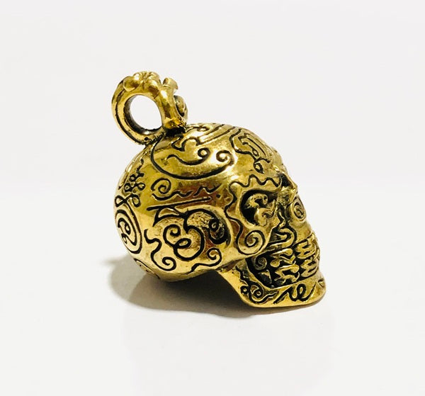 💀 Golden Skull "Sap Mang Kang" (Wealthy & Stable) 1st Edition: Brass (Thong Lueang) – Phra Ajarn Lek, Wat Tham Khao Noi – Gambling Luck & Ghost Protection