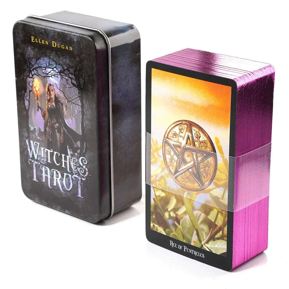 Adventure Time Tarot Cards Deck - 78 Pcs in Tin Box with Gold-Plated Edges for Divination & Gifts Burgundy