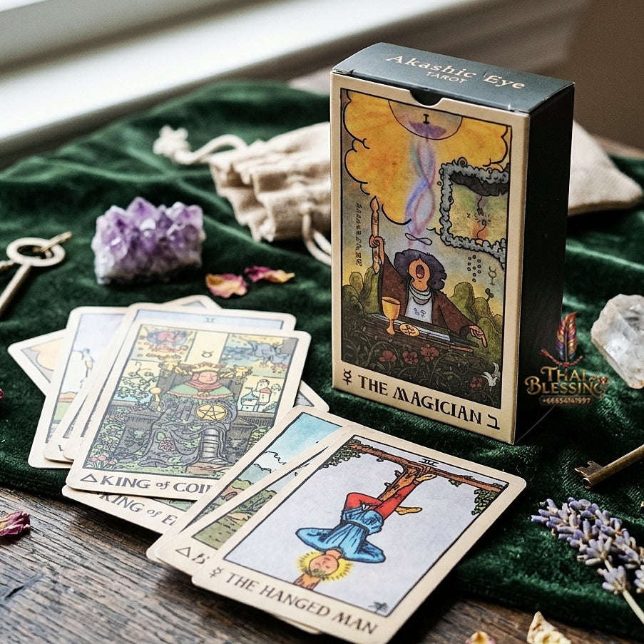 Akashic Eye Tarot Deck (78 Pcs Indie Cards Edition by Aecate) - Esoteric Akashic Records Symbolism with Reversed Images for Intuitive Readings & Collectors Thai Blessing Co By RURUECHA