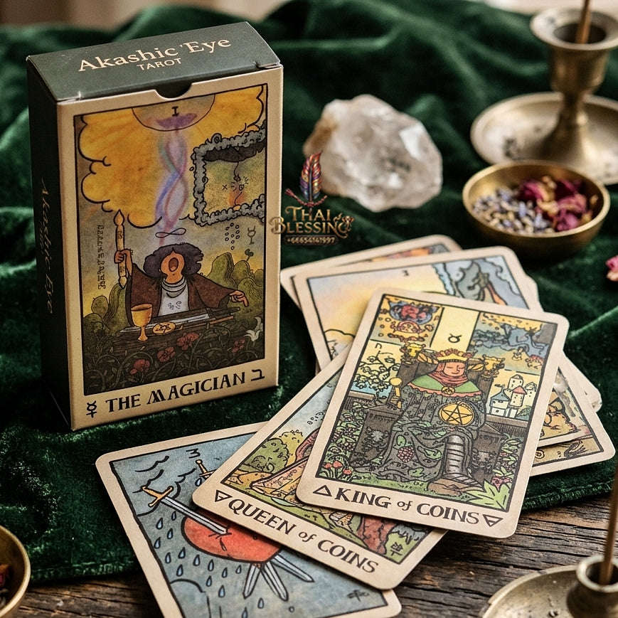 Akashic Eye Tarot Deck (78 Pcs Indie Cards Edition by Aecate) - Esoteric Akashic Records Symbolism with Reversed Images for Intuitive Readings & Collectors Thai Blessing Co By RURUECHA
