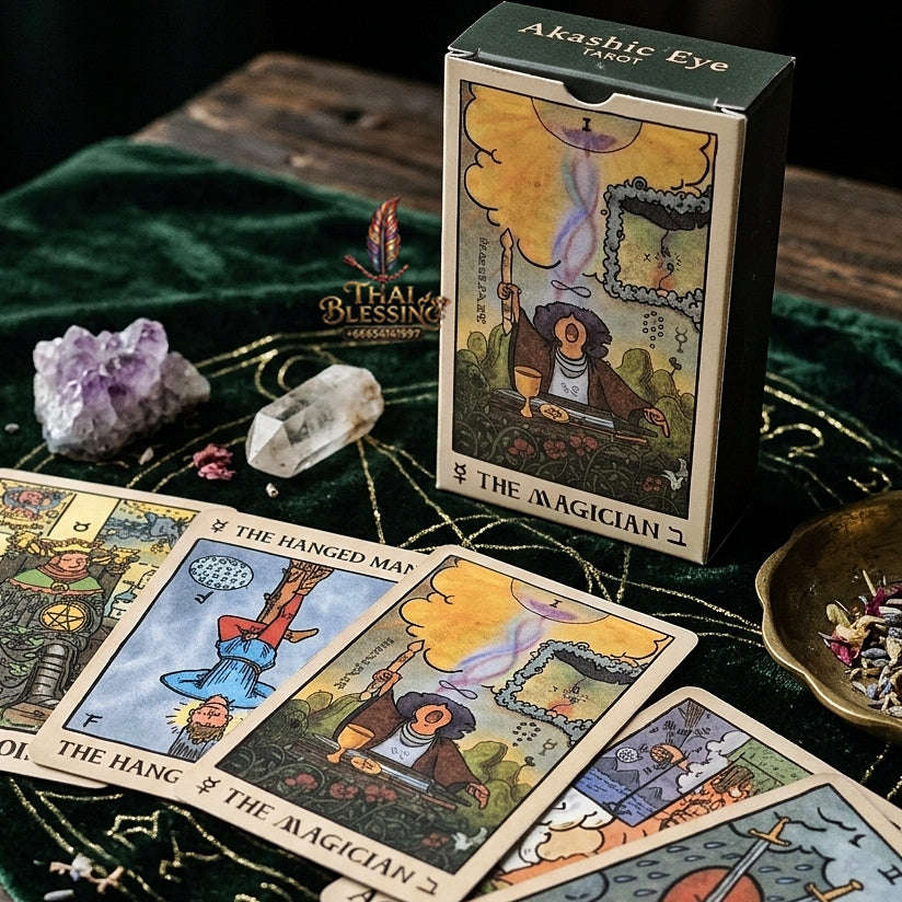 Akashic Eye Tarot Deck (78 Pcs Indie Cards Edition by Aecate) - Esoteric Akashic Records Symbolism with Reversed Images for Intuitive Readings & Collectors Thai Blessing Co By RURUECHA