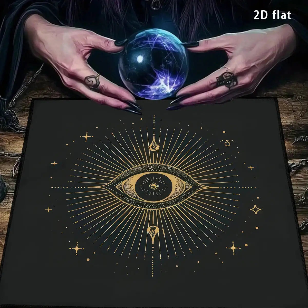 All-seeing Eye Tarot Card Tablecloth – Premium Polyester Altar Cloth with Cosmic Starry Sky and Esoteric Wings Design TLB (986)